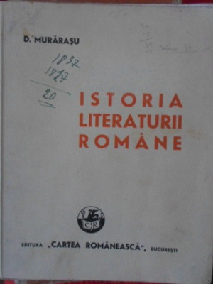 ISTORIA LITERATURII ROMANE-D. MURARASU foto