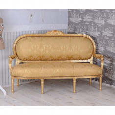 Sofa Madame Pompadour din lemn masiv auriu cu tapiterie aurie CAT362A06