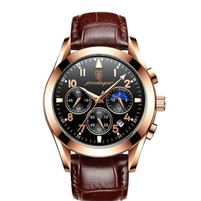 Ceas barbatesc Poedagar Quartz Indici luminosi Analog Piele Maro foto
