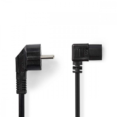 Cablu de alimentare PC 10m cotit Schuko tata cotit - IEC-320-C13 90grade negru Nedis foto