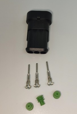 Set conector cablu Superseal 1.5 tata mufa 3 pin 3 pini inclusi + 3 garnituri incluse IP67 TE Connectivity 282105-1-SET-M foto