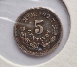 Mexic 5 Centavos 1878 Mo M moneda din argint km # 398 AG. 900 tiraj mic