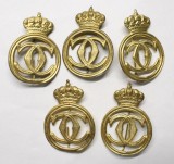 LOT 5xINSEMN REGALIST. CIFRUL REGELUI CAROL II . METAL AURIU . COROANA PLINA .