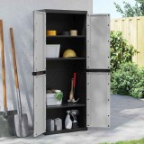 vidaXL Dulap depozitare de exterior, gri și negru, 65x37x165 cm, PP