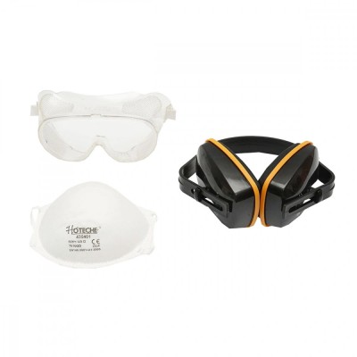 Set echipament de protectie masca praf, ochelari si casti foto