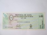 Argentina-Provincia Salta 100 Pesos Argentinos 1987 UNC,bancnota din imagini