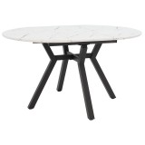 Cumpara ieftin Masa extensibila Frances MDF de culoare alba aspect marmura - negru 100 - 140x100x75cm