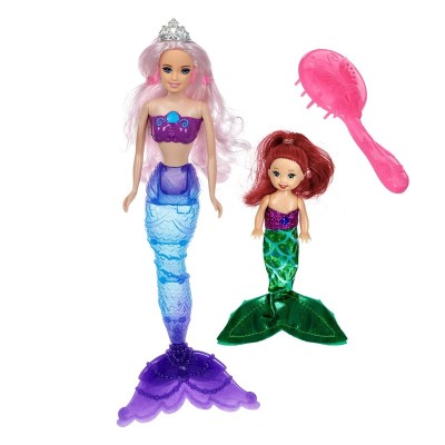 Set 2 papusi Sirenele ce isi schimba culoarea, accesorii incluse, 3 ani+ foto