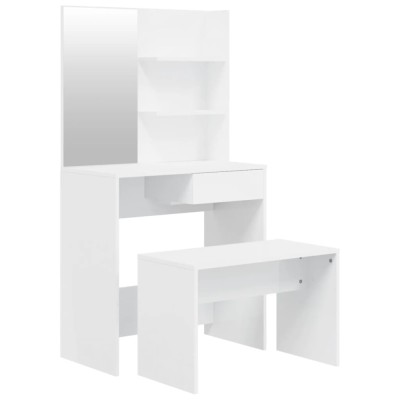Set masuta de toaleta, alb extralucios, 74,5x40x141 cm foto