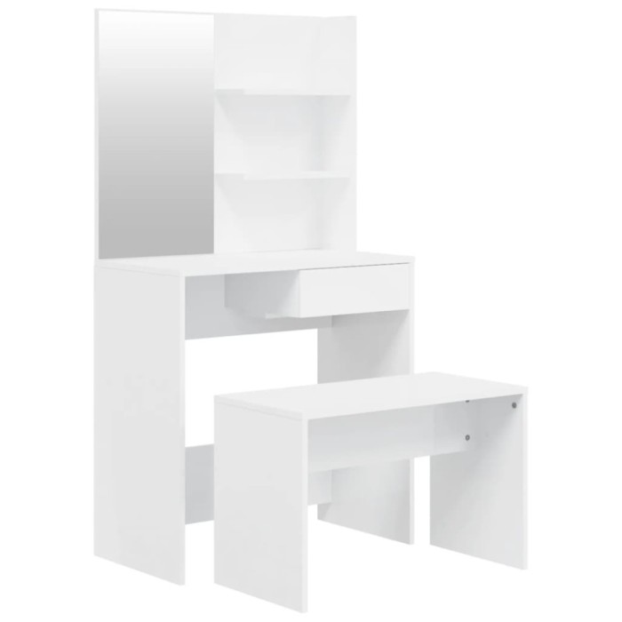 Set masuta de toaleta, alb extralucios, 74,5x40x141 cm