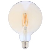 Bec LED filament Hoff glob G125 E27 8W 950lm lumina calda 2500 K, auriu, dimabil