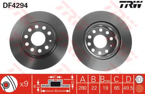 Disc frana VW GOLF V Variant (1K5) (2007 - 2009) TRW DF4294