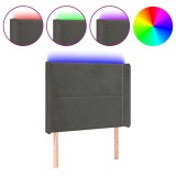 Cumpara ieftin Tablie de pat cu LED, gri inchis, 83x16x118/128 cm, catifea