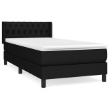 Cumpara ieftin Pat box spring cu saltea, negru, 100x200 cm, textil