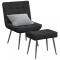Gossi scaun de relaxare cu taburet, negru, catifea