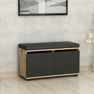 Dulap pantofi Brande 42x80x35cm efect stejar negru [en.casa] HausGarden Leisure foto