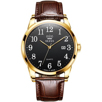 Ceas barbatesc Olevs Piele Quartz Analog Clasic Casual foto
