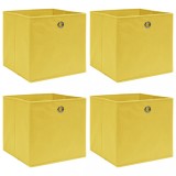 VidaXL Cutii de depozitare, 4 buc., galben, 32x32x32 cm, textil