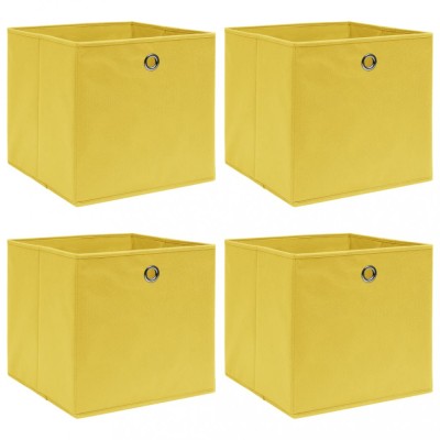 Cutii de depozitare, 4 buc., galben, 32x32x32 cm, textil foto