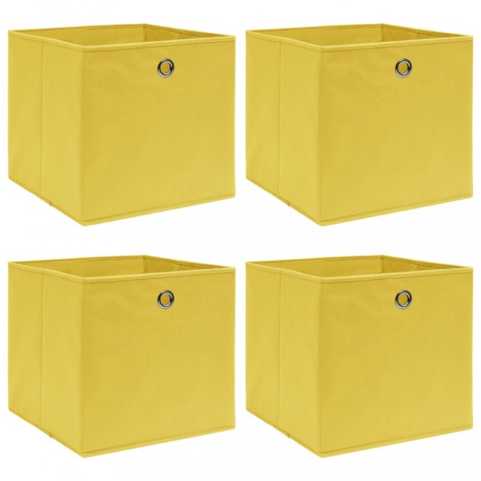 Cutii de depozitare, 4 buc., galben, 32x32x32 cm, textil