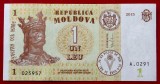 Moldova 1 Leu 2015 UNC, Bancnota NeCirculata, Europa, Numismatica