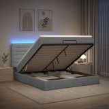 Cumpara ieftin Pat Ottoman cu Saltea si LED Gri deschis 180 x 200 cm Tesatura
