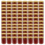 VidaXL Borcane din sticlă pentru gem, capace aurii, 96 buc., 230 ml