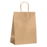 Pungă Cadou Kraft, Model Auriu, Mărime 22x11x29 cm, M&acirc;nere H&acirc;rtie Maro, Oem