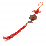 Amuleta feng shui cu 8 monede pepita si nod mistic rosu
