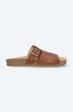 A.P.C. șlapi de piele Mules Gabriel bărbați, culoarea maro PXBAA.H51044-HAZELNUT