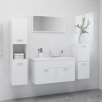 vidaXL Set mobilier de baie, alb, lemn prelucrat 3070928 foto