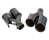 Ornamente Toba Inox Negru Dubla Evacuare Sport ALM, 63mm, 250mm Lungime, Set Stanga-Dreapta