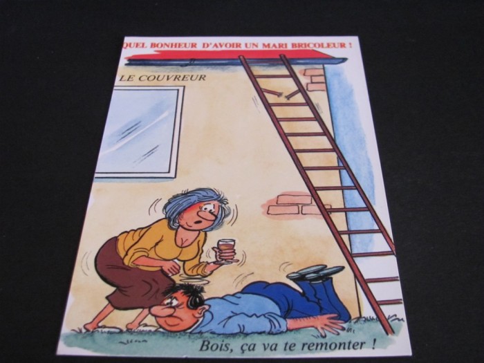 Soț Bricoleur - Carte Poștală Umoristică Vintage Franța