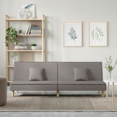 vidaXL Canapea extensibilă, gri taupe, material textil foto
