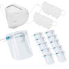Set 10 masti de protectie KN95 si 10 viziere reutilizabile cu rama tip ochelari, pentru adulti, protectie completa