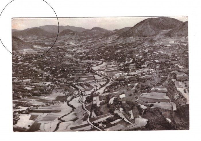 CP Vedere de ansamblu a Tarii Oasului, RSR, circulata 1987, mica pata