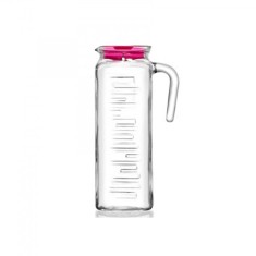 Set 6 Carafe sticla 1,2L cu capac plastic colorat ICE foto