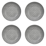 Set farfurii 4 piese pentru supa, Portelan, Albe, Model Gri, diametru 20 cm