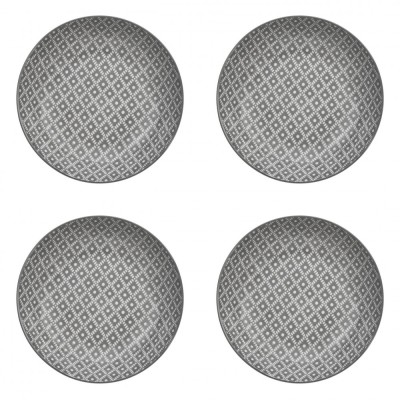 Set farfurii 4 piese pentru supa, Portelan, Albe, Model Gri, diametru 20 cm foto