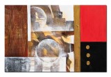 Tablou abstract pictat manual living, birou, Lumi paralele 2, 90x60cm ulei pe panza efect 3D, gata de agatat pe perete