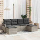 Cumpara ieftin Set de canapele pentru grădină cu pernă 6 pcs Gri deschis