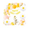 Set Decoratiuni Petrecere Aniversara, TrendiShop®, model Happy Birthday, Set 117 Baloane din Latex si Folie, Banere, Ghirlande si Accesorii, Galben, P