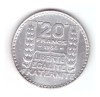 Moneda Franta 20 francs/franci 1934, stare buna, curata, Europa, Argint