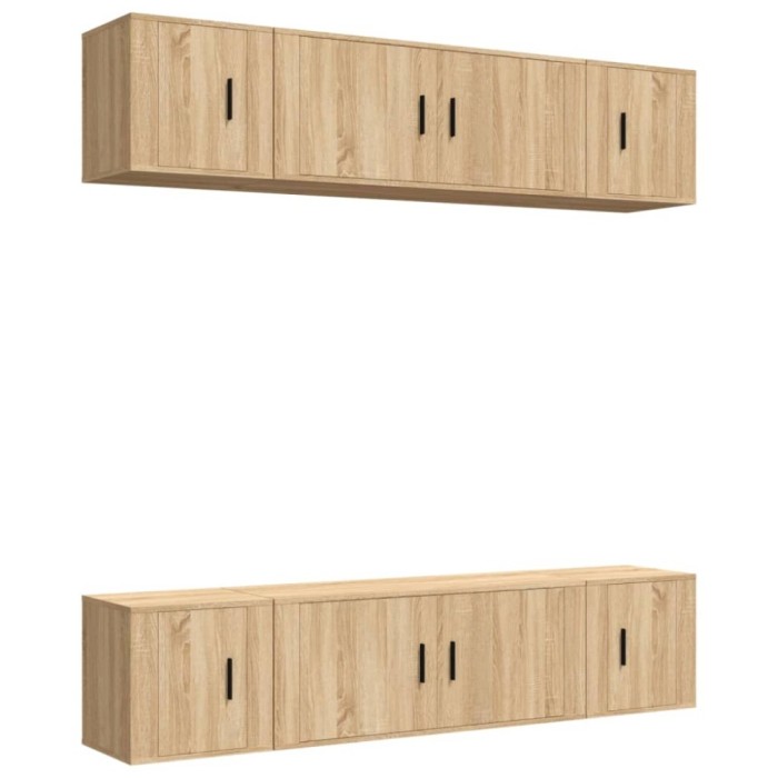 Set dulap TV, 6 piese, stejar sonoma, lemn prelucrat