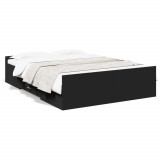Cadru de pat cu sertare, negru, 135x190 cm, lemn prelucrat GartenMobel Dekor, vidaXL