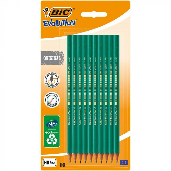 Bic Creion Grafit Fara Radiera Eco Evolution 10 Bucati 32513302