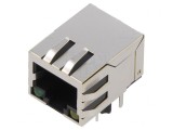 Soclu RJ45 ecranat cu LED 8p8c THT