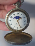 Ceas de buzunar Romex, manual, cu snur, functioneaza. 4.7 cm diametru