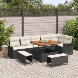 vidaXL Set de canapele pentru grădină 9 pcs Negru poliratan
