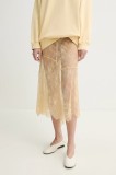Stand Studio fusta Mathilde culoarea galben, midi, evazati, 66473-8001